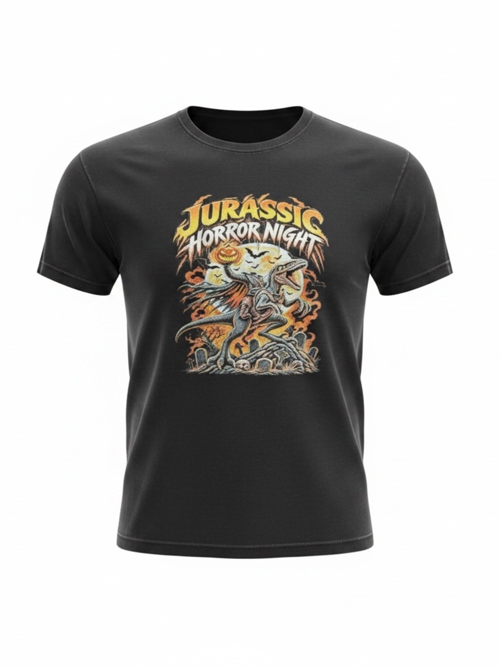 Halloween Gildan Black Jurassic Horror Night Graphic Tee
